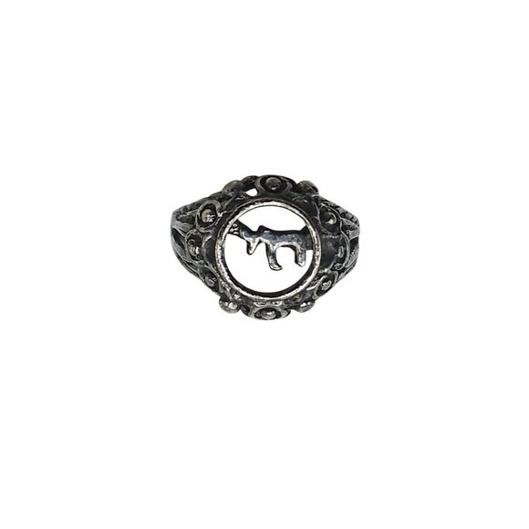 Vintage Sterling Silver Aries Ram Zodiac Ring 925 Openwork Design - Picture 1 of 7
